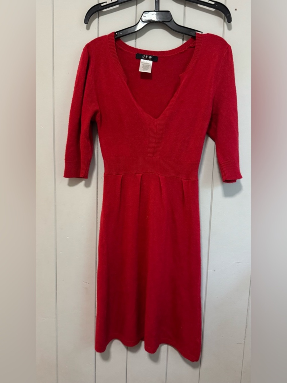 J.F.W. Red V-Neck Knit Dress